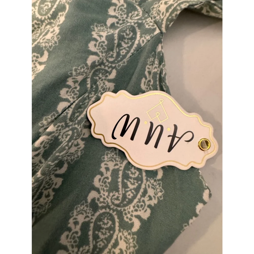 AUW Jumpsuit Green White soft and stretchy Size 1X - Picture 9 of 12